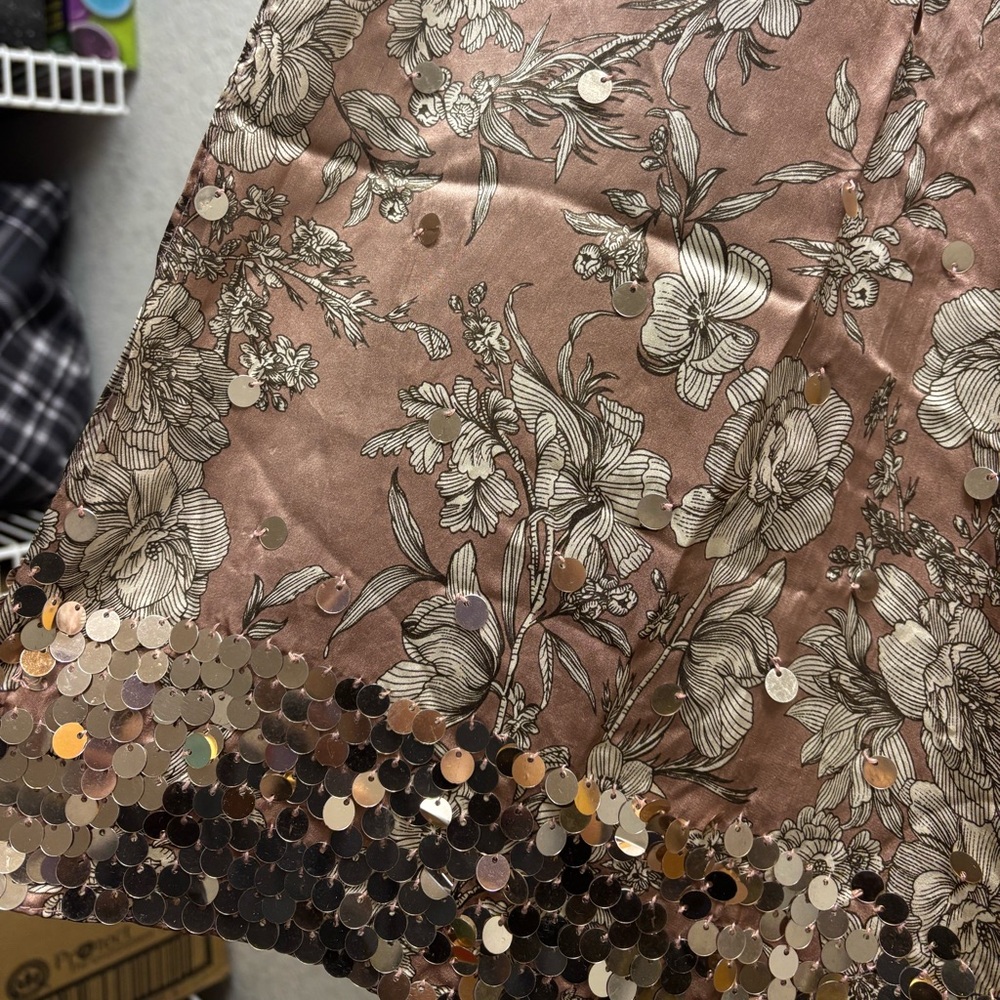 Floral Embellished Vintage Silk Scarf